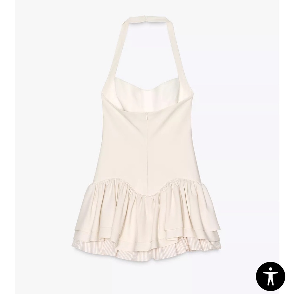 Cream Ruffled Halter Jumpsuit Dress - Picture 2 of 6